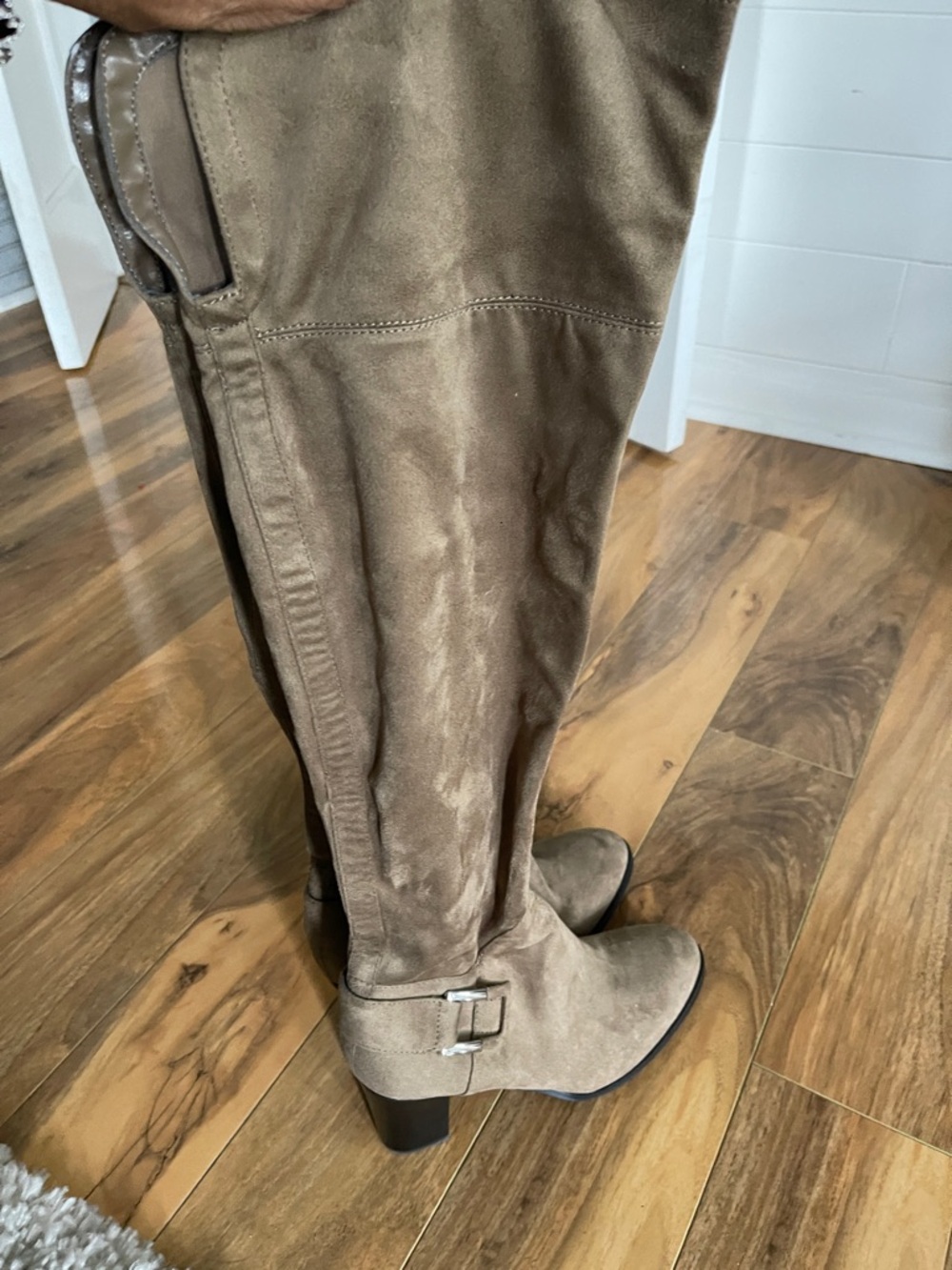 Marc Fisher Taupe Suede Over-the-Knee Heeled Boots